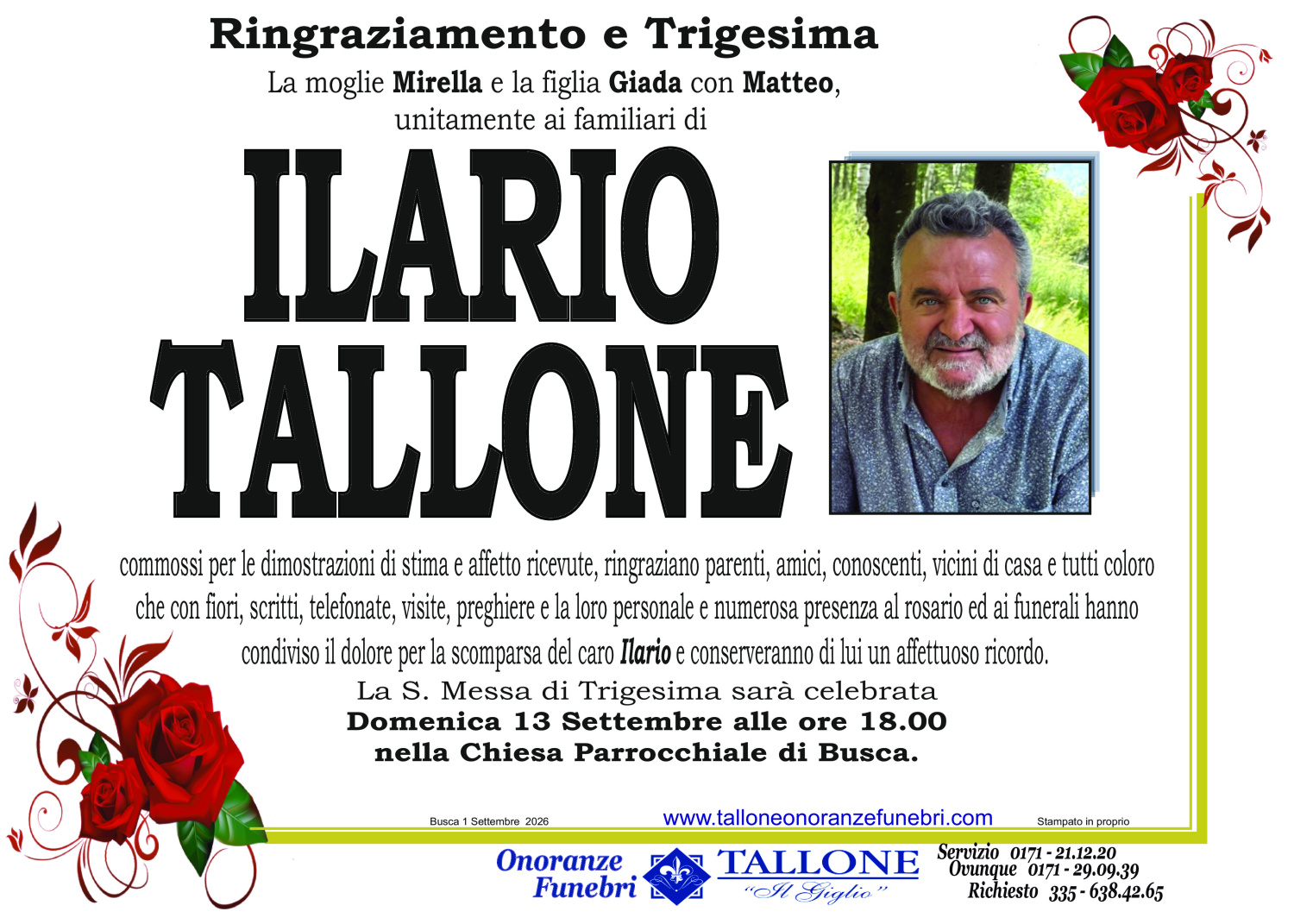 <br />
<b>Warning</b>:  Undefined variable $info in <b>/home/tallone/public_html/ringraziamenti.php</b> on line <b>68</b><br />
Ilario Tallone